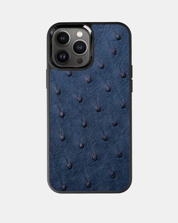 Чохол із темно-синьої шкіри страуса для iPhone 13 Pro Max з MagSafe