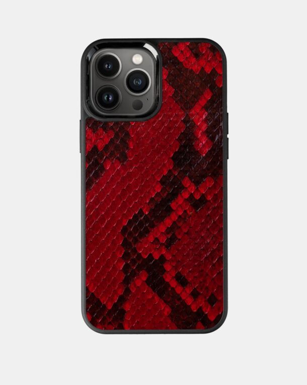 Чохол із червоної шкіри пітона з дрібними лусочками для iPhone 13 Pro Max