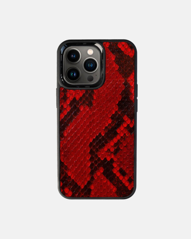 Чохол із червоної шкіри пітона з дрібними лусочками для iPhone 13 Pro
