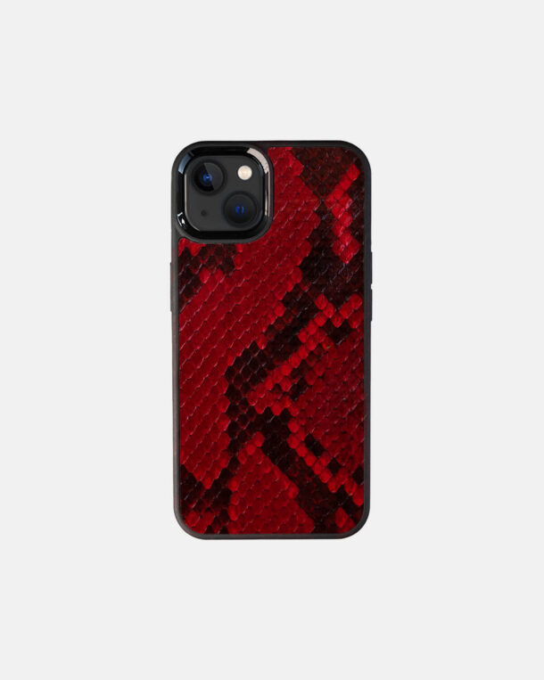 Чохол із червоної шкіри пітона з дрібними лусочками для iPhone 13