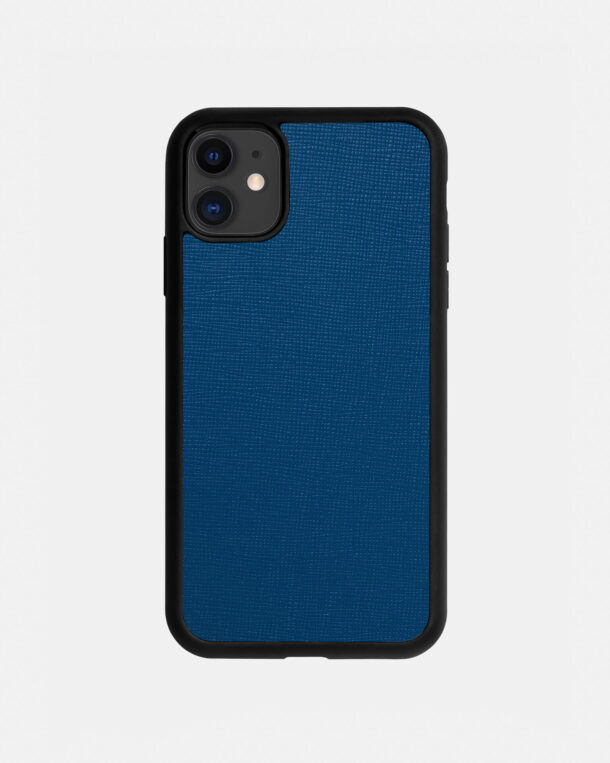 Чохол із синьої шкіри Saffiano для iPhone 11