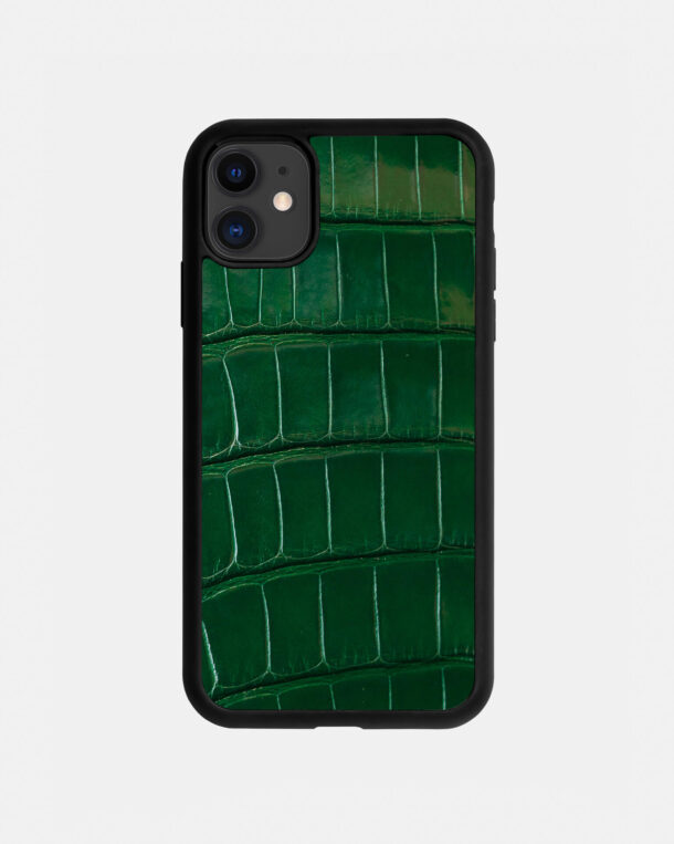 Чохол із зеленої шкіри крокодила для iPhone 11