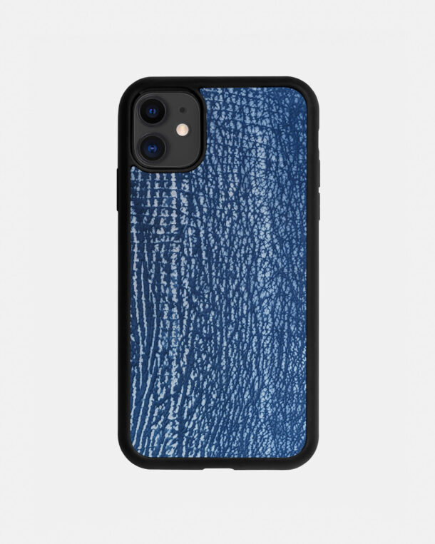 Чехол из синей кожи акулы для iPhone 11