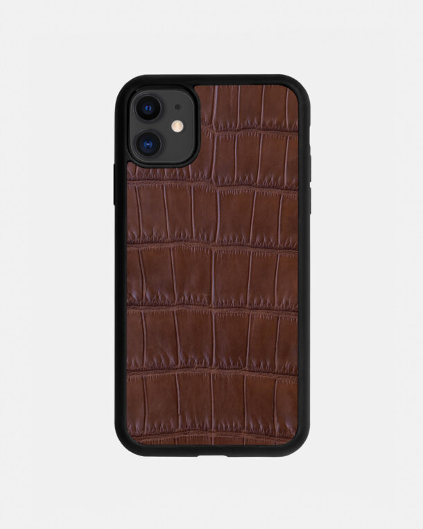 Чохол із коричневої шкіри крокодила для iPhone 11