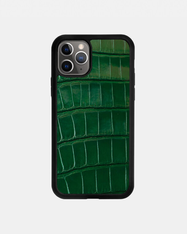 Чохол із зеленої шкіри крокодила для iPhone 11 Pro