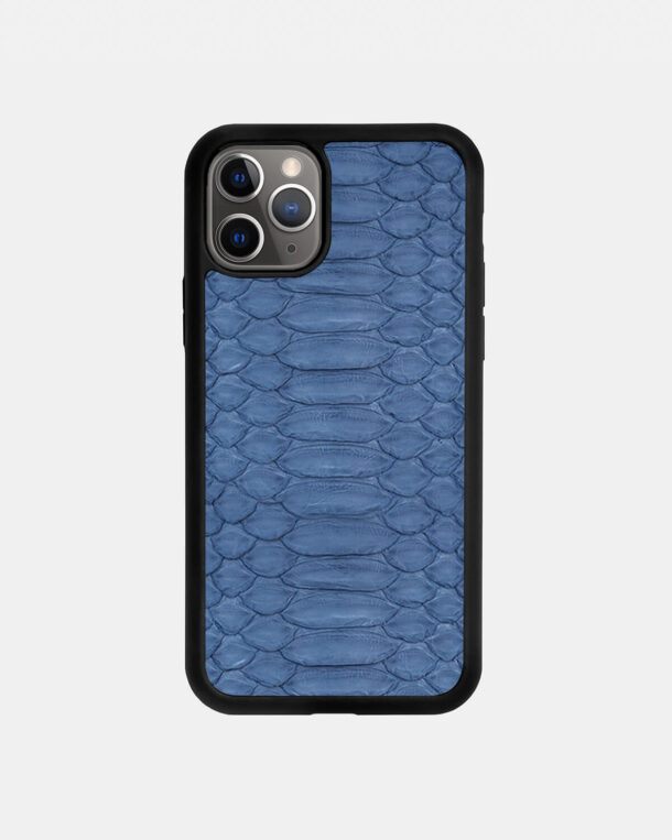 Чохол із сіро-синьої шкіри пітона з широкими лусочками для iPhone 11 Pro