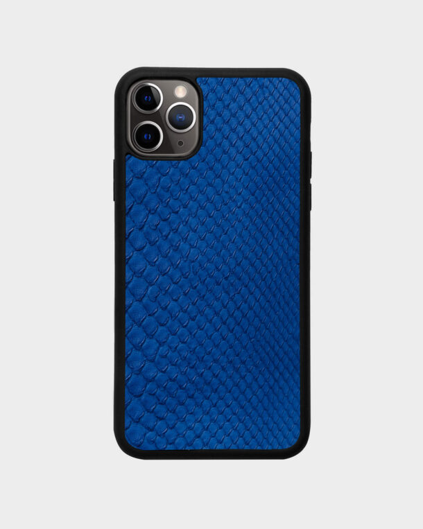 Чохол із синьої шкіри пітона з дрібними лусочками для iPhone 11 Pro Max