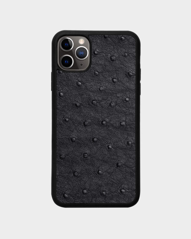Black ostrich coat case for iPhone 11 Pro Max