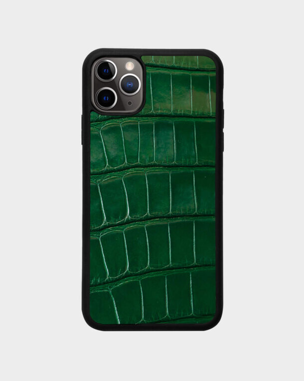 Чохол із зеленої шкіри крокодила для iPhone 11 Pro Max