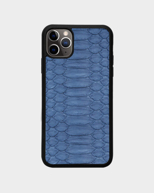 Чохол із сіро-синьої шкіри пітона з широкими лусочками для iPhone 11 Pro Max