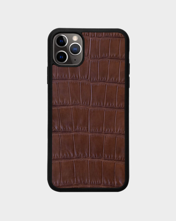 Чехол из коричневой кожи крокодила для iPhone 11 Pro Max