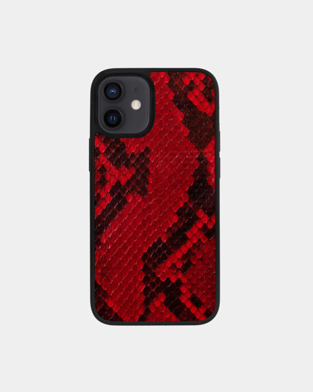 Чохол із червоної шкіри пітона з дрібними лусочками для iPhone 12