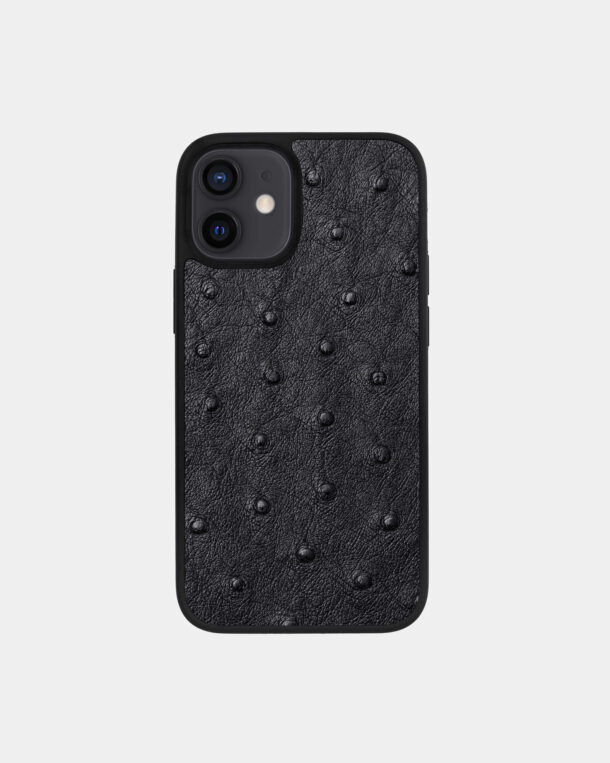 Black ostrich coat case for iPhone 12