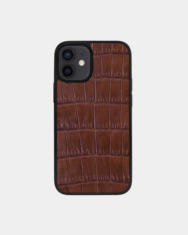 Чохол із коричневої шкіри крокодила для iPhone 12