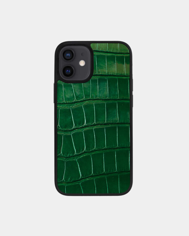Чохол із зеленої шкіри крокодила для iPhone 12