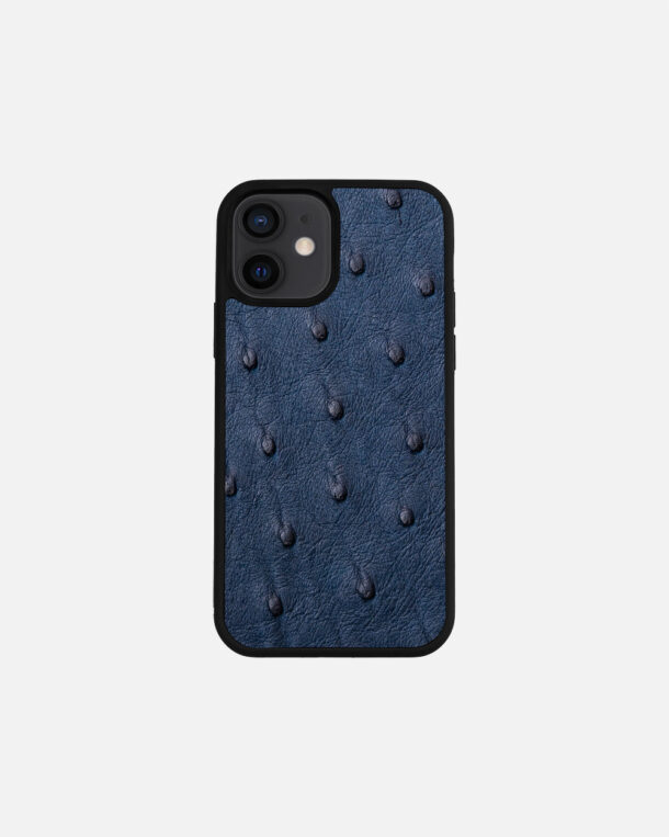 Чохол із темно-синьої шкіри страуса для iPhone 12 Mini