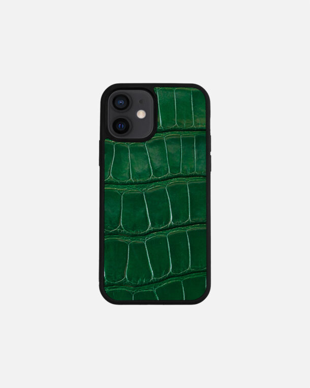 Чохол із зеленої шкіри крокодила для iPhone 12 Mini