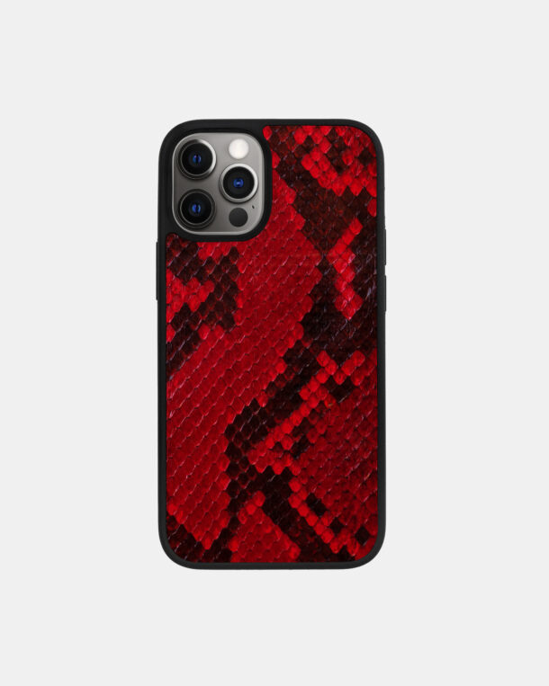 Чохол із червоної шкіри пітона з дрібними лусочками для iPhone 12 Pro