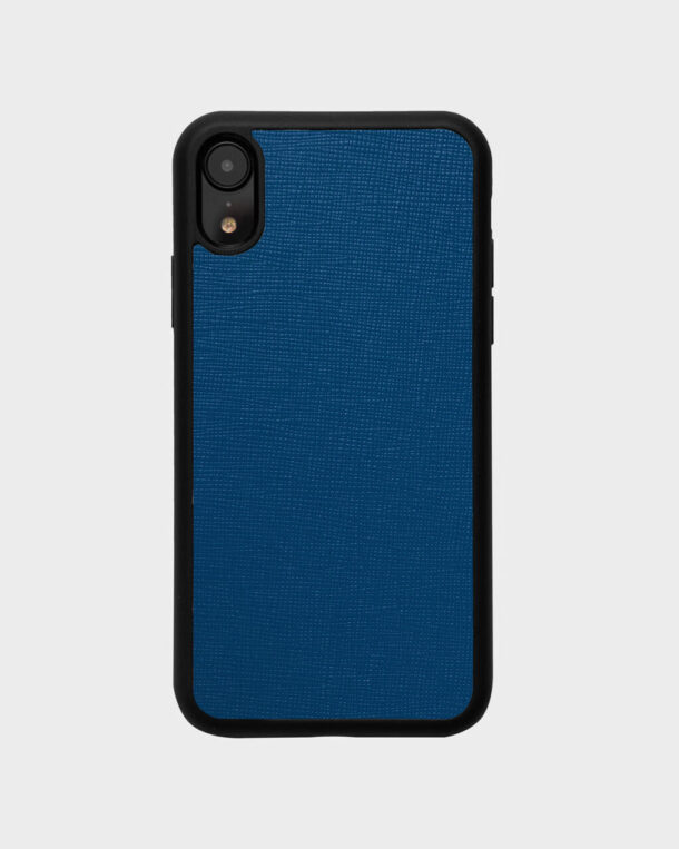 Saffiano blue shell case for iPhone XR