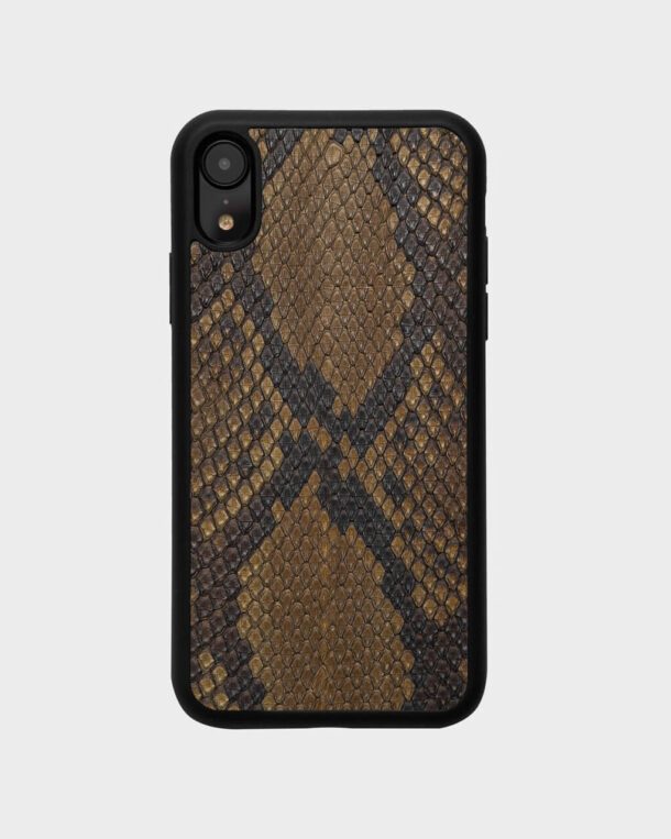 Case with olive skin python with frills for iPhone XR