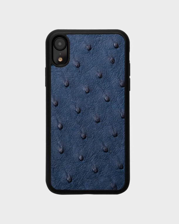 Чохол із темно-синьої шкіри страуса для iPhone XR
