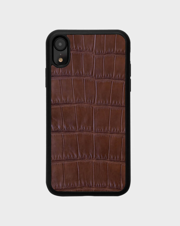 Чохол із коричневої шкіри крокодила для iPhone XR
