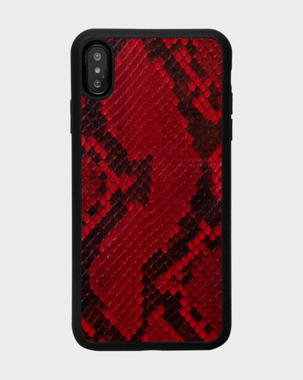 Red python leather case with small scales for iPhone XS Max