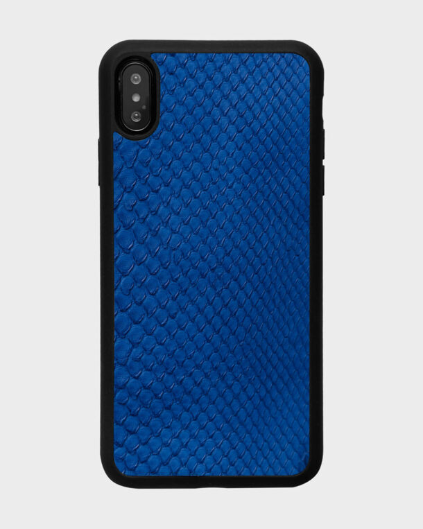 Чохол із синьої шкіри пітона з дрібними лусочками для iPhone XS Max