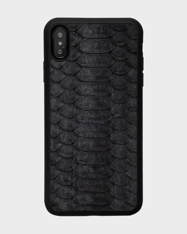 Чохол із чорної шкіри пітона з широкими лусочками для iPhone XS Max