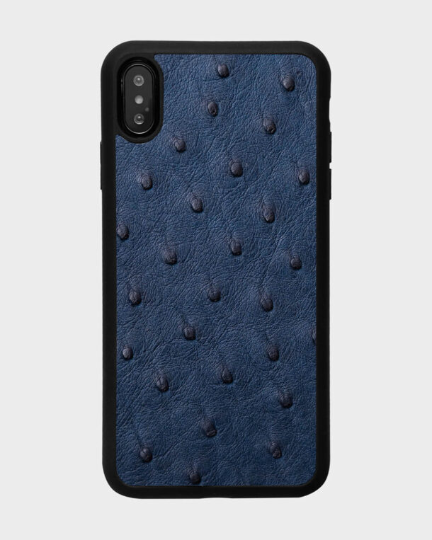 Чехол из темно-синей кожи страуса для iPhone XS Max