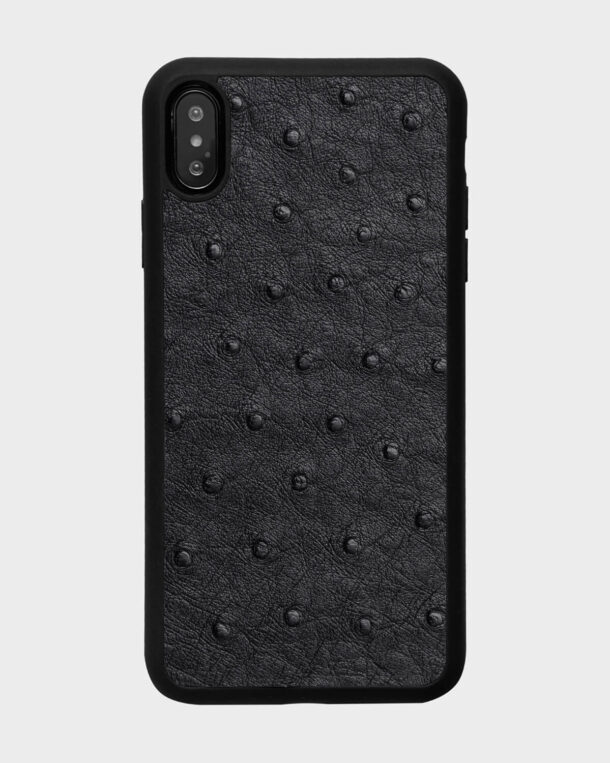 Чохол із чорної шкіри страуса для iPhone XS Max