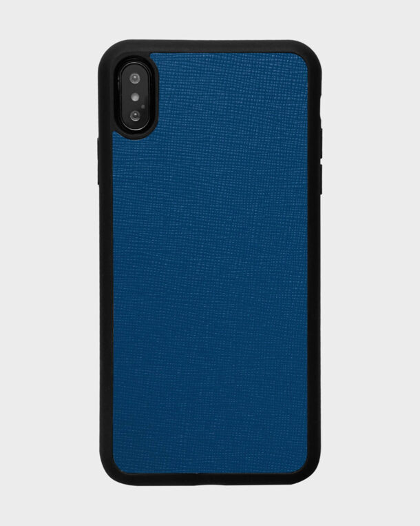 Saffiano blue leather case for iPhone XS Max