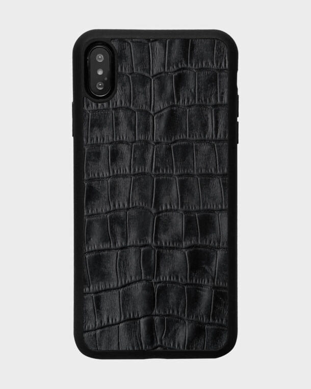 Чехол из черного тиснения под крокодила на телячьей коже для iPhone XS Max