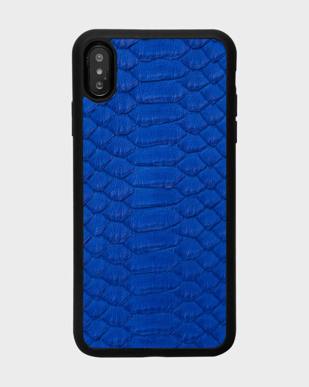 Blue python skin case with wide scales for iPhone XS Max