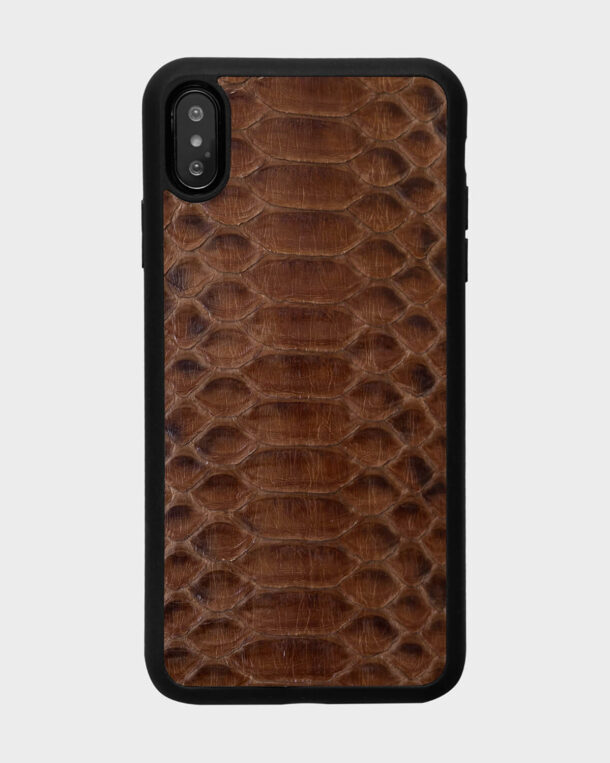 Case made of brown python skin with wide stripes for iPhone XS Max