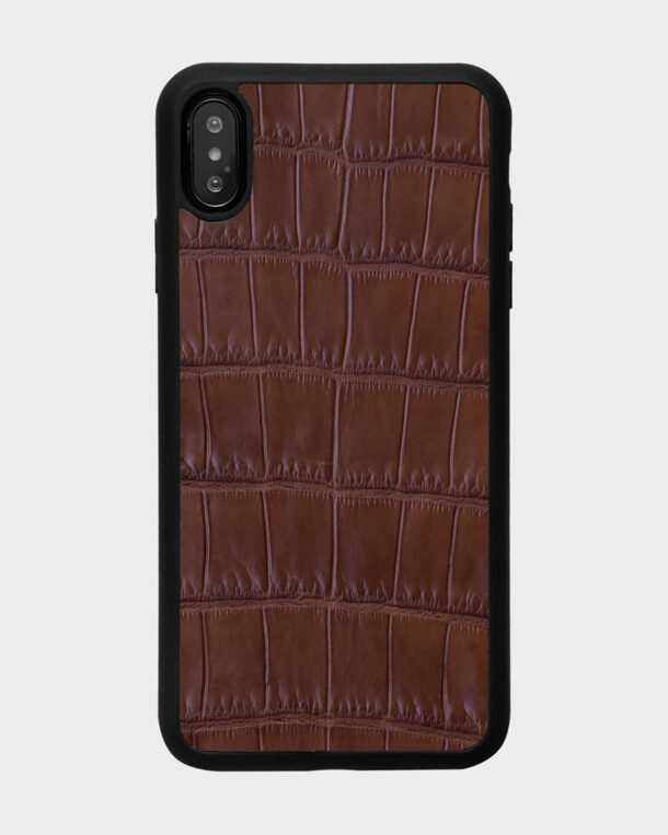 Чохол із коричневої шкіри крокодила для iPhone XS Max