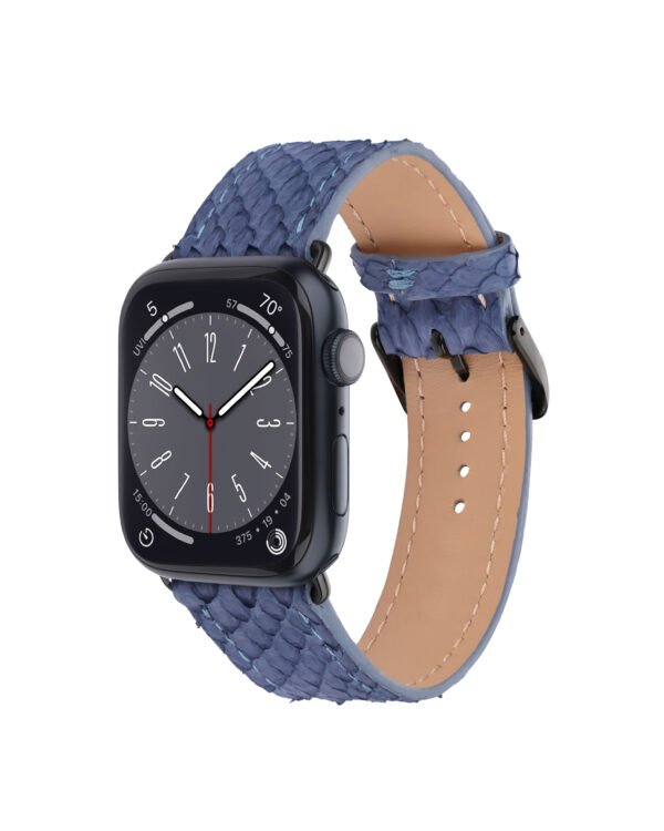 Ремінець для Apple Watch зі шкіри пітона в сіро-синьому кольорі