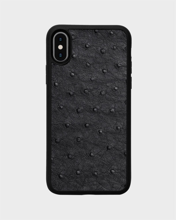 Чохол із чорної шкіри страуса для iPhone X