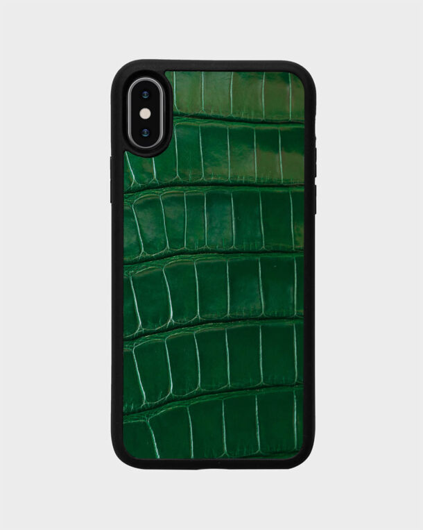 Чохол із зеленої шкіри крокодила для iPhone X