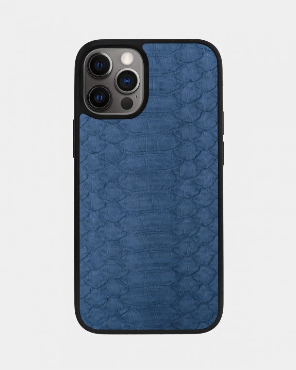 Чохол із сіро-синьої шкіри пітона з широкими лусочками для iPhone 12 Pro Max