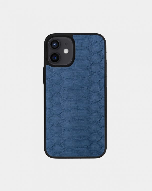 Чохол із сіро-синьої шкіри пітона з широкими лусочками для iPhone 12