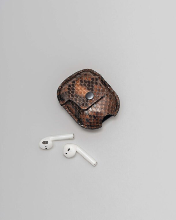 Case for AirPods with brown skin of python