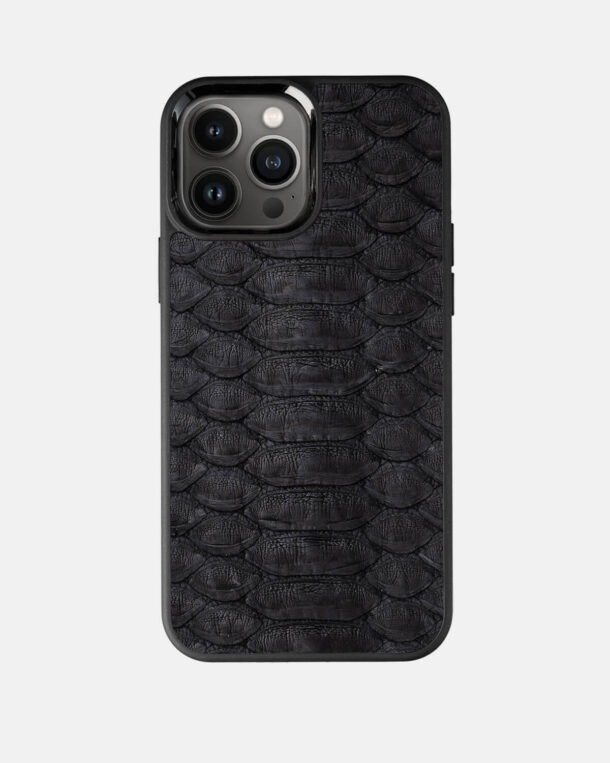 Чохол із чорної шкіри пітона з широкими лусочками для iPhone 13 Pro Max