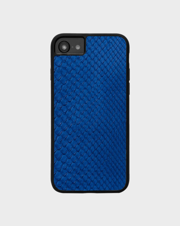 Чохол із синьої шкіри пітона з дрібними лусочками для iPhone 8