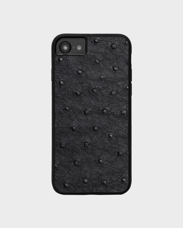 Чохол із чорної шкіри страуса для iPhone 8