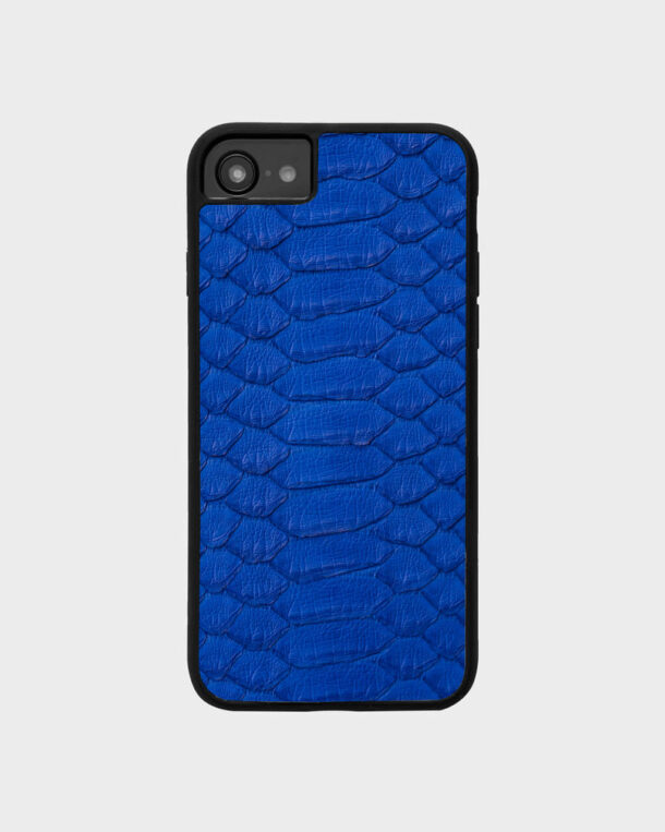 Чохол із синьої шкіри пітона з широкими лусочками для iPhone 8
