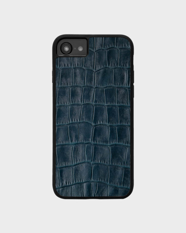 Чохол із темно-синього тиснення під крокодила на телячій шкірі для iPhone 7