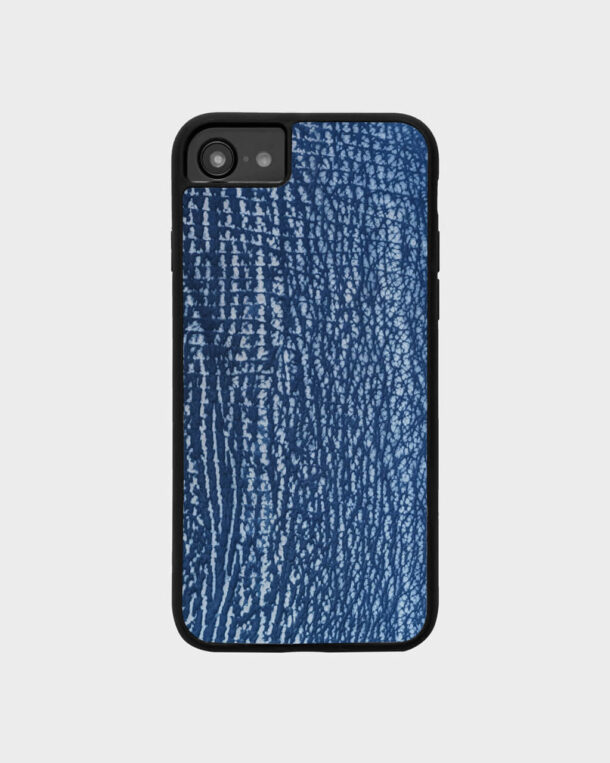 Чехол из синей кожи акулы для iPhone 8