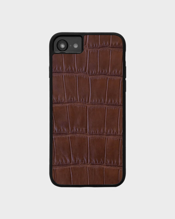Чохол із коричневої шкіри крокодила для iPhone 8
