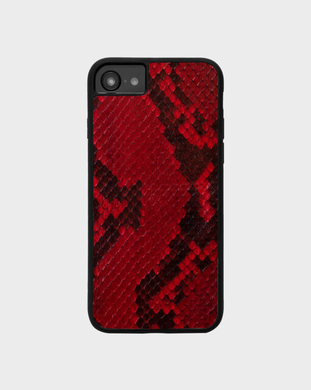 Чохол із червоної шкіри пітона з дрібними лусочками для iPhone 8